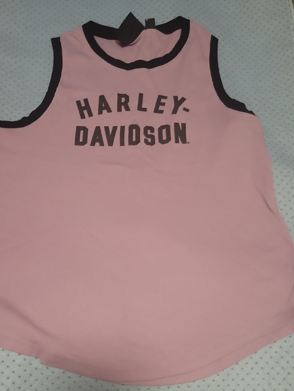 Women's Harley-Davidson Pink Tank with Black Trim and Logo
